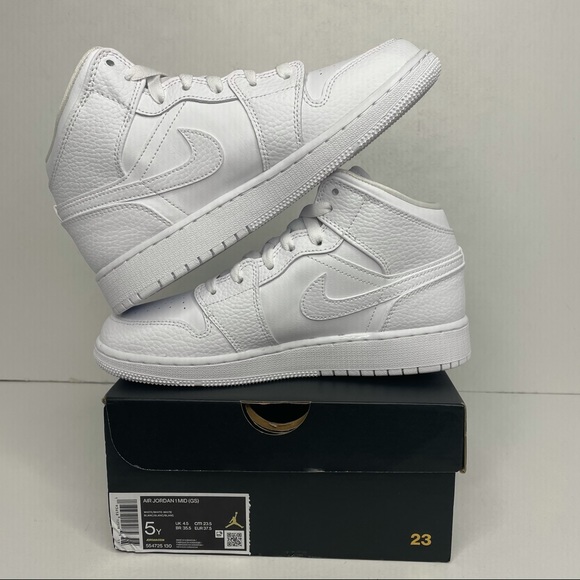 Nike Air Jordan 1 Retro Mid GS “Triple White” NEW - Picture 3 of 4